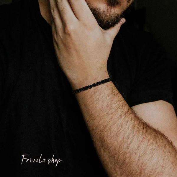 Black Stainless Steel Men’s Tennis Bracelet – Bold. Minimal. Powerful.