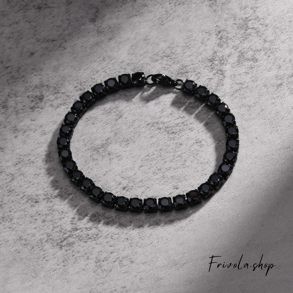 Black Stainless Steel Men’s Tennis Bracelet – Bold. Minimal. Powerful.