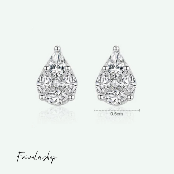Saré - Silver Zircon Drop ear studs
