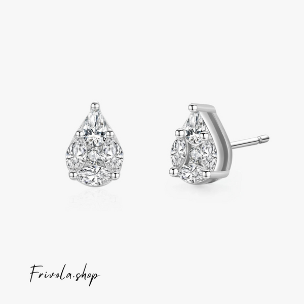 Saré - Silver Zircon Drop ear studs