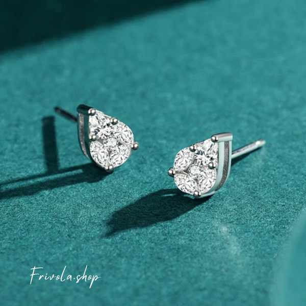 Saré - Silver Zircon Drop ear studs