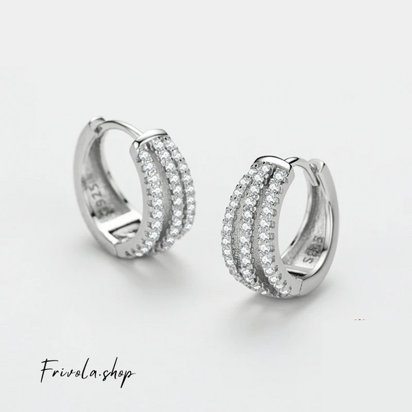 Trioré - Silver Zircon Ear Hoops