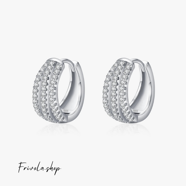 Trioré - Silver Zircon Ear Hoops