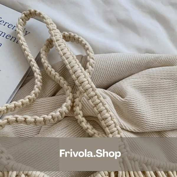 Boho Tote Bag met Franjes – Naturel & Bruin Naturel