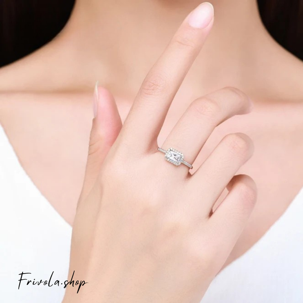 Jensa - Rectangle Zircon Ring Sterling Silver