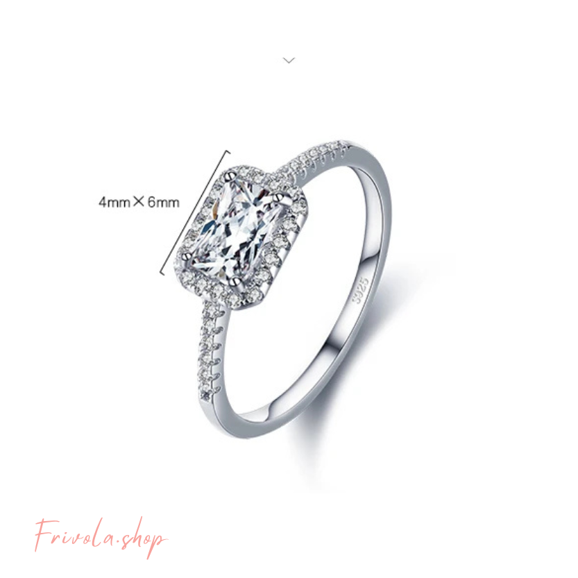 Jensa - Rectangle Zircon Ring Sterling Silver