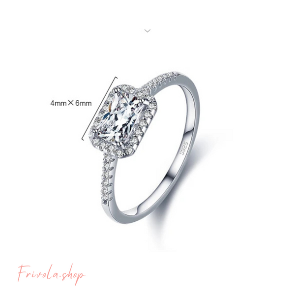Jensa - Rectangle Zircon Ring Sterling Silver