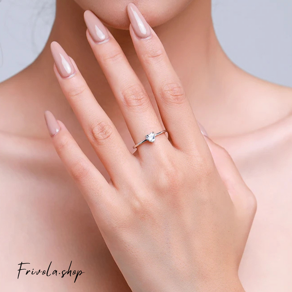 May- Sterling Silver Zircon Heart Ring