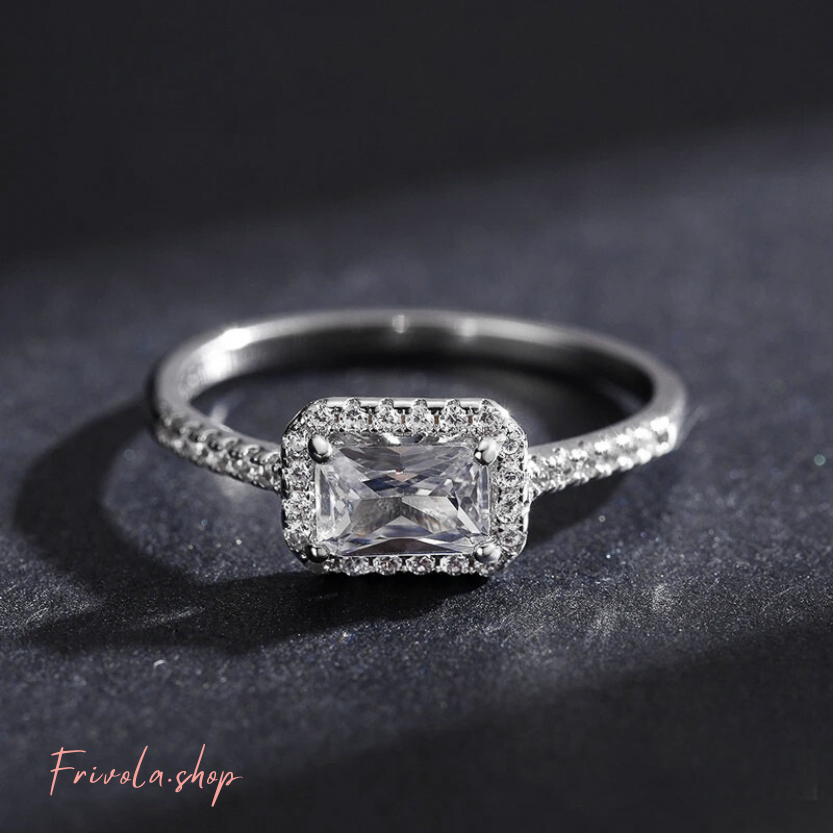Jensa - Rectangle Zircon Ring Sterling Silver