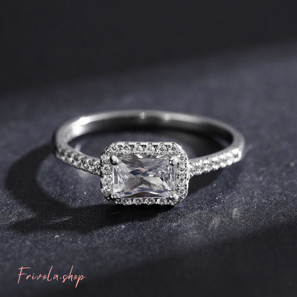 Jensa - Rectangle Zircon Ring Sterling Silver