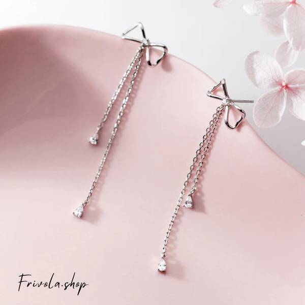 The Elodie - Sterling Silver Zircon Bow ear studs