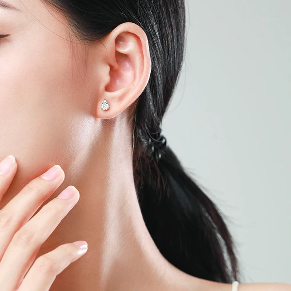 Saré - Silver Zircon Drop ear studs