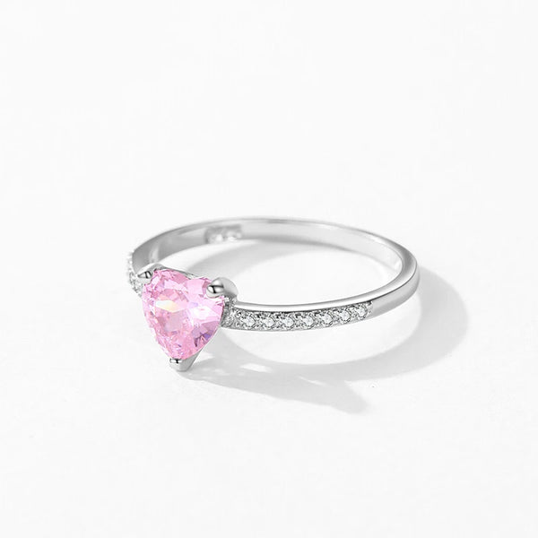 Penelope - Sterling Silver Ring Pink Zircon Heart