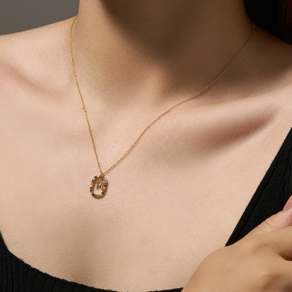 Nova - Colorful Zircon 18K Goldplated Silver Initial Necklace