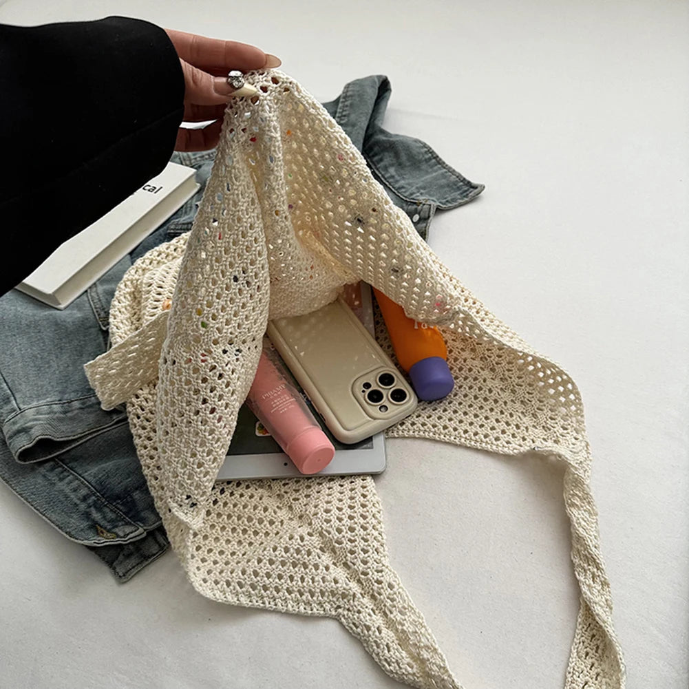Zomerse Gebreide Tote Bag met Kralen – In Vier Kleuren