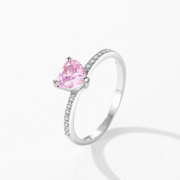 Penelope - Sterling Silver Ring Pink Zircon Heart
