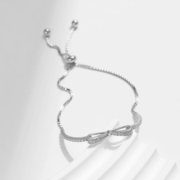 Levine - Bow Silver Zircon Bracelet