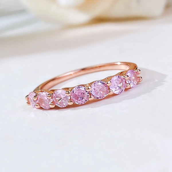 Anaïs - Silver Rose Gold plated Pink Sapphire Ring