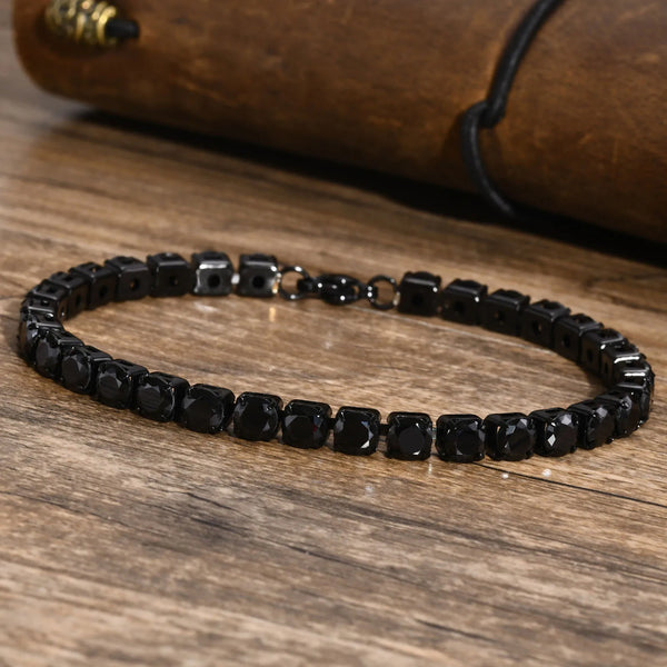 Black Stainless Steel Men’s Tennis Bracelet – Bold. Minimal. Powerful.
