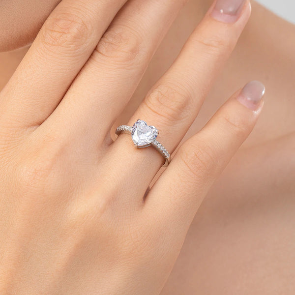 Lovee - Silver Heart Zircon Ring