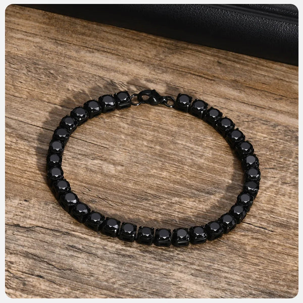 Black Stainless Steel Men’s Tennis Bracelet – Bold. Minimal. Powerful.